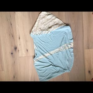 Flowy baby blue shirt with beautiful lace detail